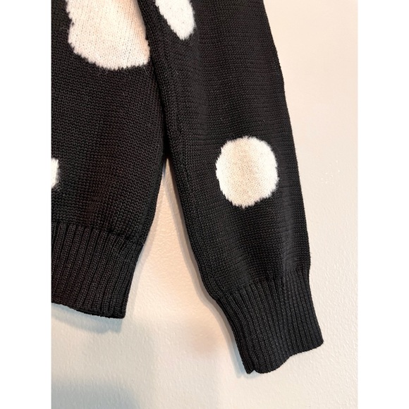 Bela NYC Black White Polka Dot Merino Wool Blend Sweater Size Small - Picture 5 of 15